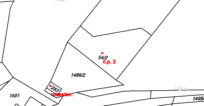 Dobrkovská Lhotka 2, Slavče na parcele st. 54/2 v KÚ Dobrkovská Lhotka, Katastrální mapa