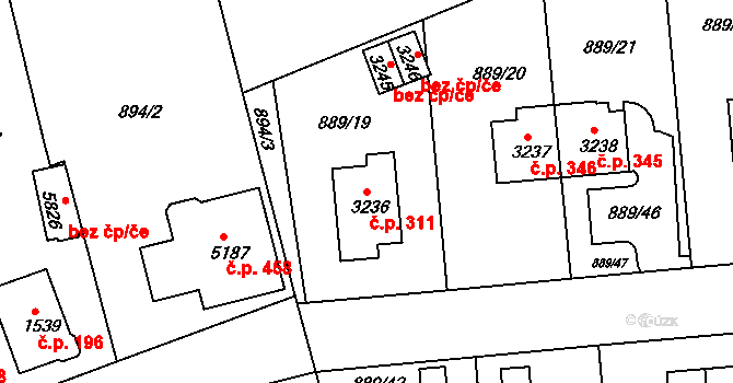 Kryblice 311, Trutnov na parcele st. 3236 v KÚ Trutnov, Katastrální mapa
