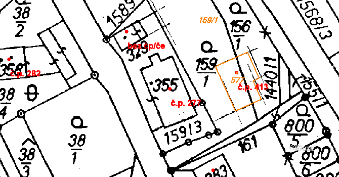 Jeřmanice 277 na parcele st. 355 v KÚ Jeřmanice, Katastrální mapa