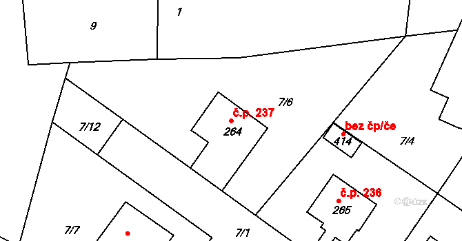Krakovany 237 na parcele st. 264 v KÚ Krakovany, Katastrální mapa