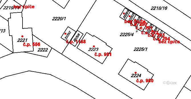 Oslavany 981 na parcele st. 2223 v KÚ Oslavany, Katastrální mapa