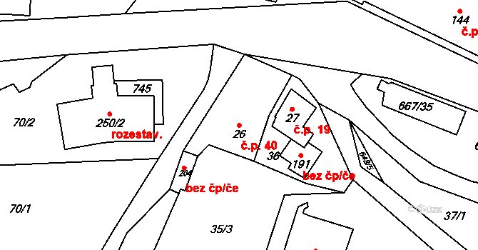 Černovír 40, Ústí nad Orlicí na parcele st. 26 v KÚ Černovír u Ústí nad Orlicí, Katastrální mapa