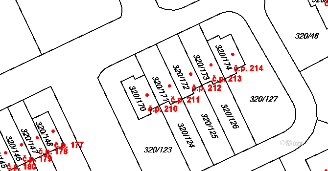 Miškovice 211, Praha na parcele st. 320/171 v KÚ Miškovice, Katastrální mapa