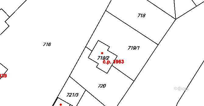 Bruntál 1963 na parcele st. 719/2 v KÚ Bruntál-město, Katastrální mapa