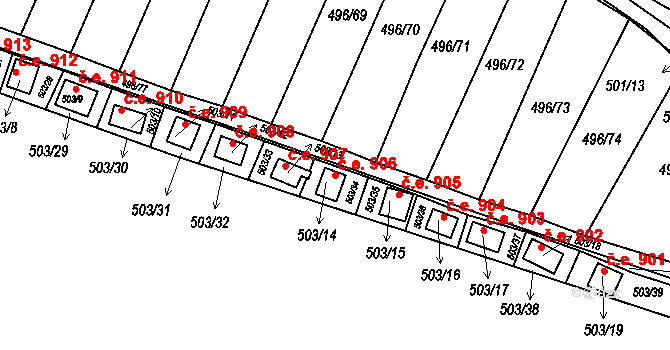 Mikulovice 906, Klášterec nad Ohří na parcele st. 503/14 v KÚ Mikulovice u Vernéřova, Katastrální mapa