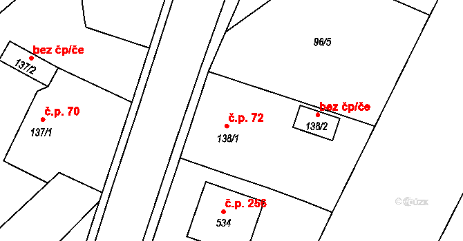 Olbramovice Ves 72, Olbramovice na parcele st. 138/1 v KÚ Olbramovice u Votic, Katastrální mapa