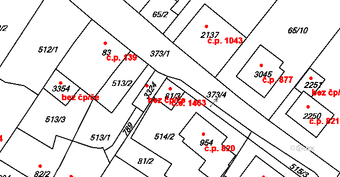Sezimovo Ústí 1463 na parcele st. 81/3 v KÚ Sezimovo Ústí, Katastrální mapa
