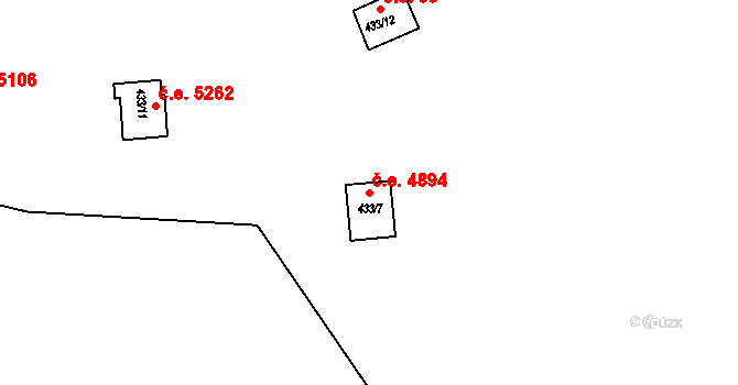 Jihlava 4894 na parcele st. 433/7 v KÚ Bedřichov u Jihlavy, Katastrální mapa