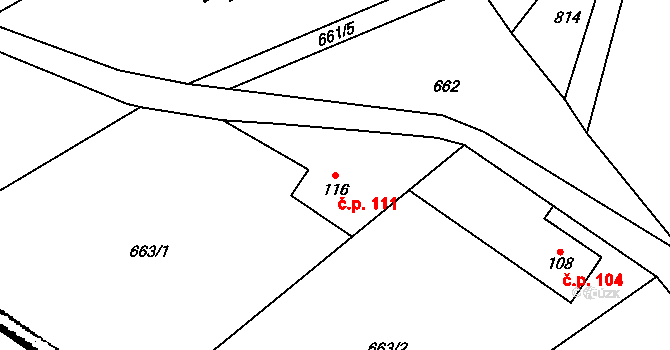 Heřmaň 111 na parcele st. 116 v KÚ Heřmaň, Katastrální mapa