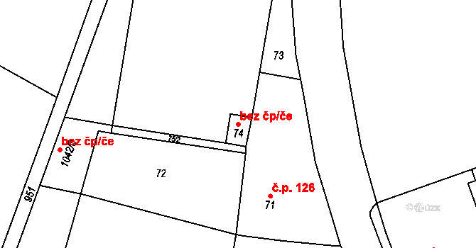 Horní Dubňany 38738309 na parcele st. 74 v KÚ Horní Dubňany, Katastrální mapa