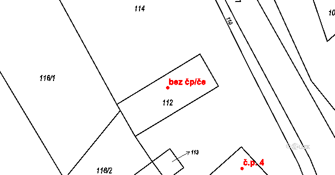 Hustopeče nad Bečvou 39085309 na parcele st. 112 v KÚ Vysoká u Hustopečí nad Bečvou, Katastrální mapa