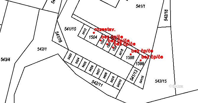 Valašská Bystřice 39548309 na parcele st. 1325 v KÚ Valašská Bystřice, Katastrální mapa