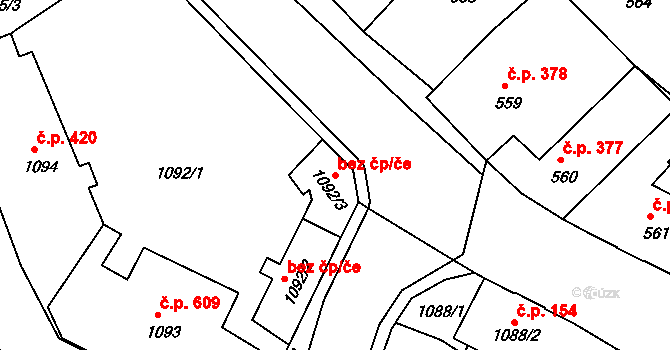 Děčín 40670309 na parcele st. 1092/3 v KÚ Podmokly, Katastrální mapa