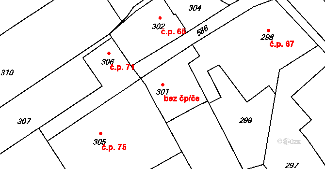 Žerotín 40890309 na parcele st. 301 v KÚ Žerotín, Katastrální mapa