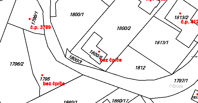 Jablonec nad Nisou 44199309 na parcele st. 1800/5 v KÚ Mšeno nad Nisou, Katastrální mapa