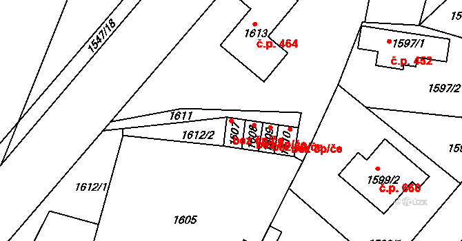 Lužná 44402309 na parcele st. 1607 v KÚ Lužná u Rakovníka, Katastrální mapa