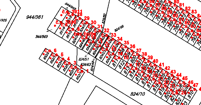 Šumbark 13, Havířov na parcele st. 824/23 v KÚ Šumbark, Katastrální mapa