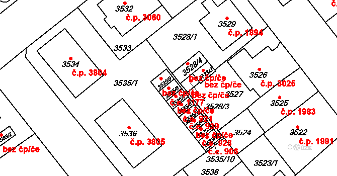 Chomutov 1177 na parcele st. 3535/8 v KÚ Chomutov I, Katastrální mapa