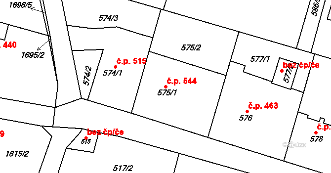 Štěpánkovice 544 na parcele st. 575/1 v KÚ Štěpánkovice, Katastrální mapa