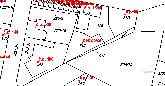 Neratovice 45397309 na parcele st. 71/3 v KÚ Neratovice, Katastrální mapa