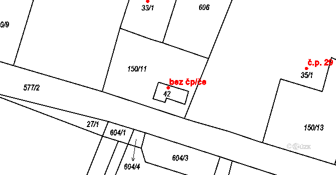 Líšťany 45756309 na parcele st. 42 v KÚ Hunčice, Katastrální mapa