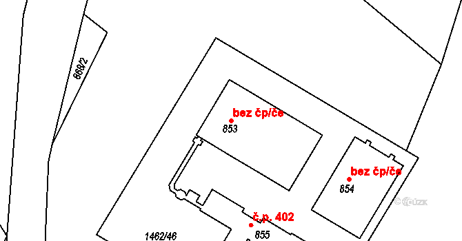 Raškovice 46647309 na parcele st. 853 v KÚ Raškovice, Katastrální mapa