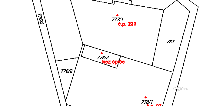 Dolany 47156309 na parcele st. 778/2 v KÚ Dolany u Olomouce, Katastrální mapa