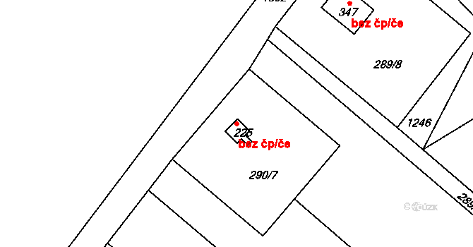 Holešov 47602309 na parcele st. 225 v KÚ Žopy, Katastrální mapa