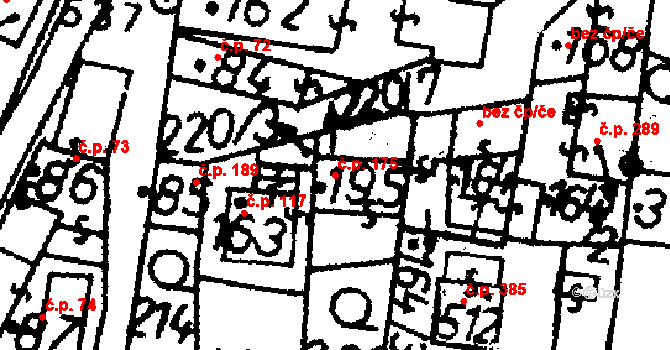 Bernartice 175 na parcele st. 195 v KÚ Bernartice u Milevska, Katastrální mapa