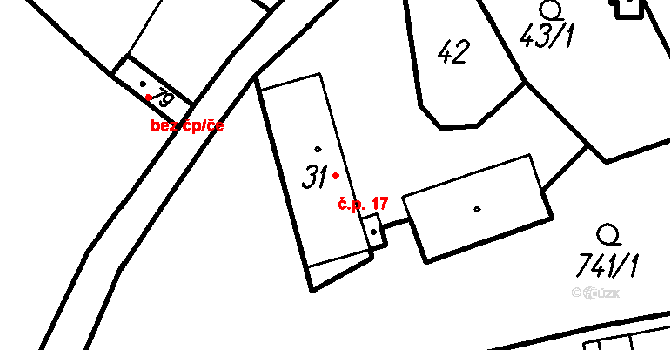 Chlistov 17 na parcele st. 31 v KÚ Chlistov, Katastrální mapa