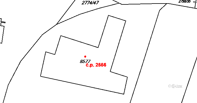 Zelené Předměstí 2666, Pardubice na parcele st. 8577 v KÚ Pardubice, Katastrální mapa