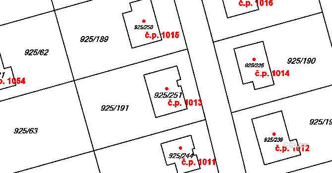 Srubec 1013 na parcele st. 925/251 v KÚ Srubec, Katastrální mapa