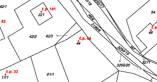 Lukavec 44, Fulnek na parcele st. 44 v KÚ Lukavec u Bílovce, Katastrální mapa