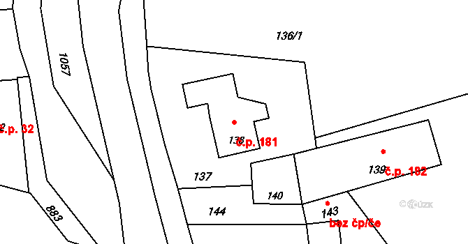 Suchdol nad Odrou 181 na parcele st. 138 v KÚ Suchdol nad Odrou, Katastrální mapa