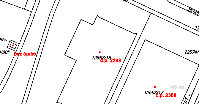 Vsetín 2298 na parcele st. 12562/15 v KÚ Vsetín, Katastrální mapa