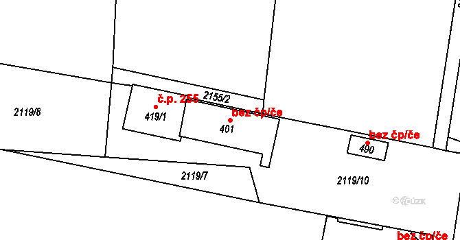 Ostrov nad Oslavou 102324310 na parcele st. 401 v KÚ Ostrov nad Oslavou, Katastrální mapa