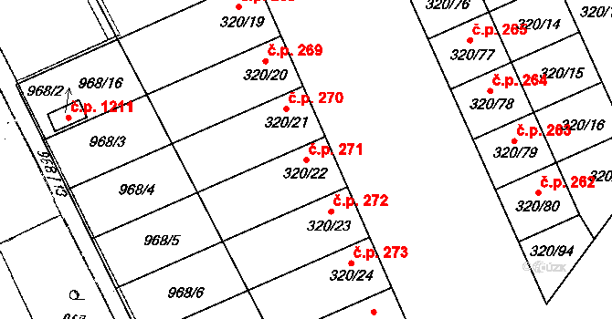 Dobšice 271 na parcele st. 320/22 v KÚ Dobšice u Znojma, Katastrální mapa