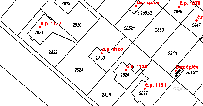 Čelákovice 1102 na parcele st. 2823 v KÚ Čelákovice, Katastrální mapa
