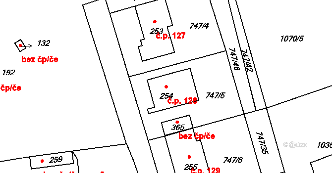 Hrdlív 128 na parcele st. 254 v KÚ Hrdlív, Katastrální mapa