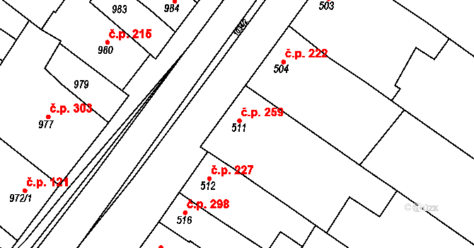 Svatobořice 259, Svatobořice-Mistřín na parcele st. 511 v KÚ Svatobořice, Katastrální mapa