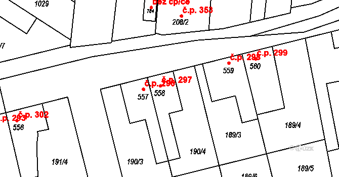 Humny 297, Pchery na parcele st. 558 v KÚ Pchery, Katastrální mapa