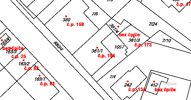 Ohrazenice 154 na parcele st. 361/1 v KÚ Ohrazenice u Turnova, Katastrální mapa