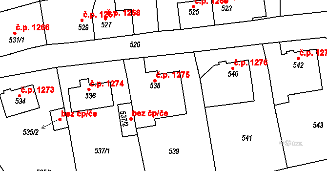 Tachov 1275 na parcele st. 538 v KÚ Tachov, Katastrální mapa