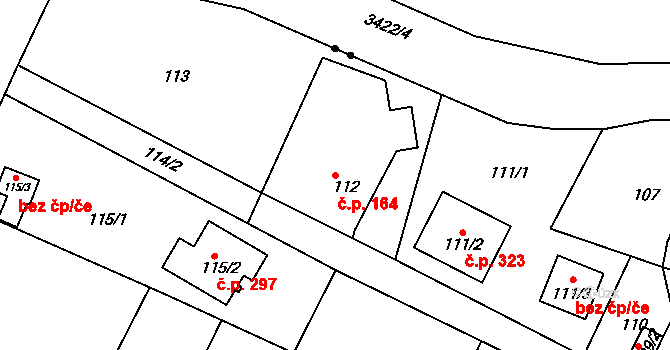 Děčín VII-Chrochvice 164, Děčín na parcele st. 112 v KÚ Chrochvice, Katastrální mapa