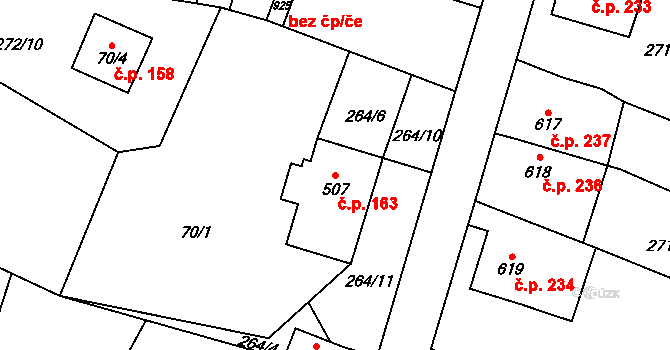 Děčín X-Bělá 163, Děčín na parcele st. 507 v KÚ Bělá u Děčína, Katastrální mapa