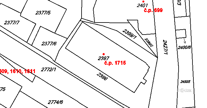 Kadaň 1715 na parcele st. 2397 v KÚ Kadaň, Katastrální mapa
