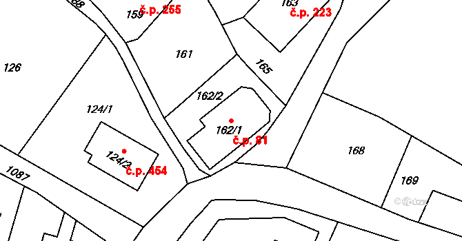 Starý Bohumín 81, Bohumín na parcele st. 162/1 v KÚ Starý Bohumín, Katastrální mapa