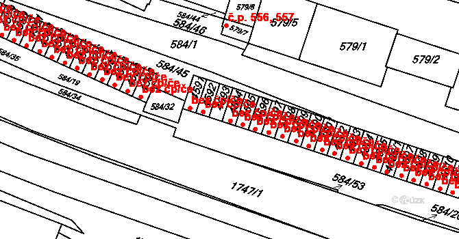 Komín 1337, Brno, Katastrální mapa