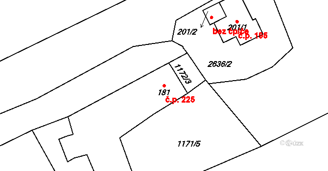 Horní Cerekev 225 na parcele st. 181 v KÚ Horní Cerekev, Katastrální mapa