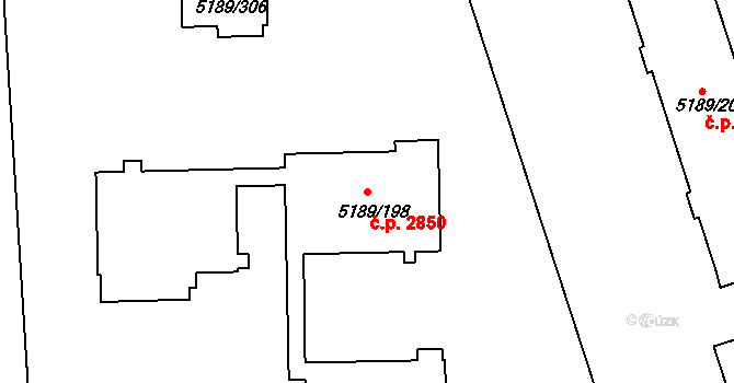 Frýdek 2850, Frýdek-Místek na parcele st. 5189/198 v KÚ Frýdek, Katastrální mapa